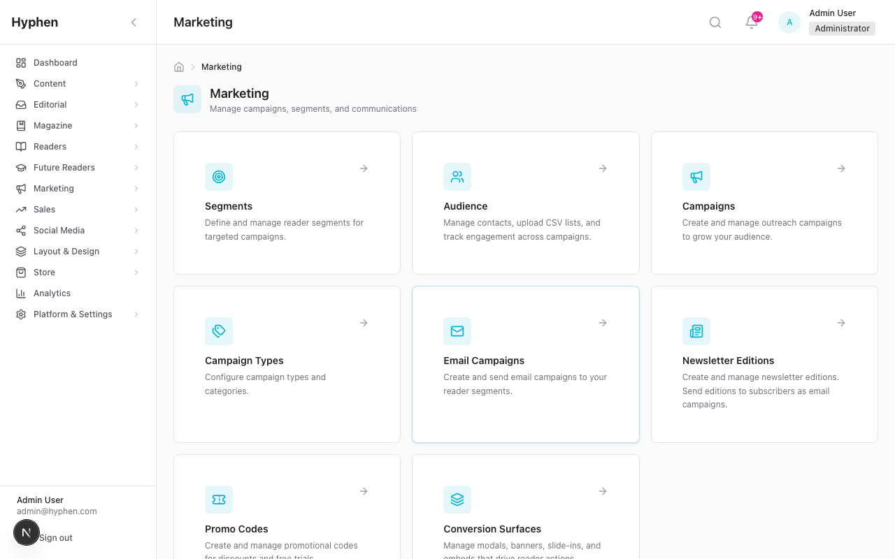 Marketing hub dashboard