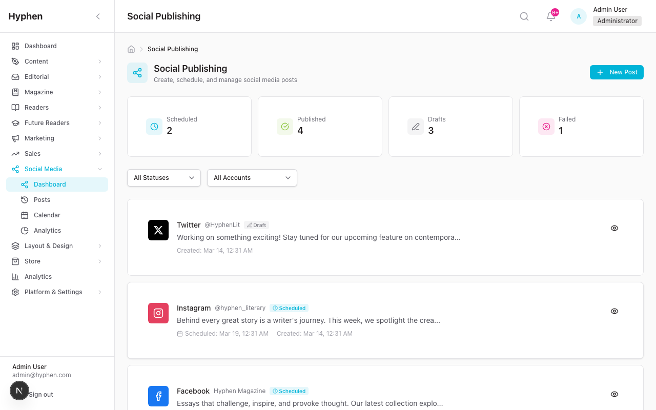 Social media accounts